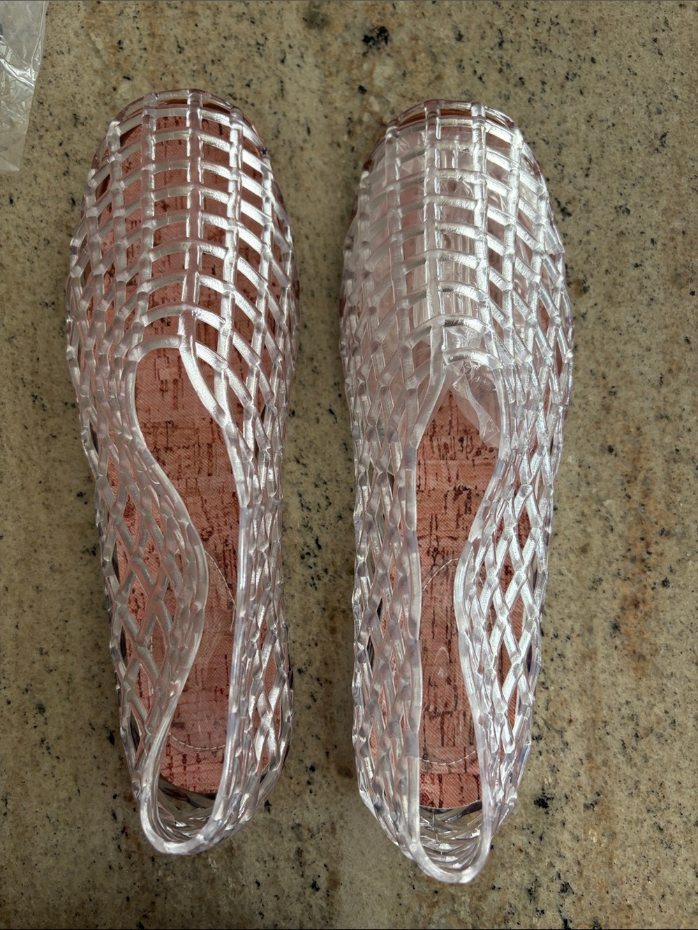 Clear Pink Woven Jelly Flats for Women